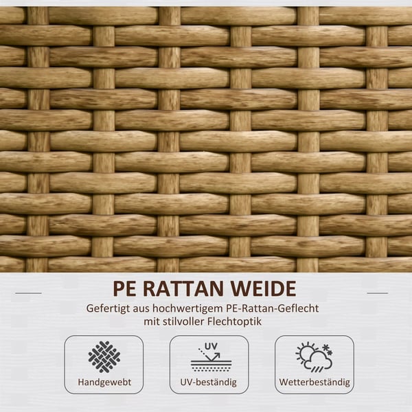 Outsunny højbed i polyrattan med espalier, plantekasse, urtepotte, havebed, til have, altan, sandfarvet, 103 x 103 x 29 cm