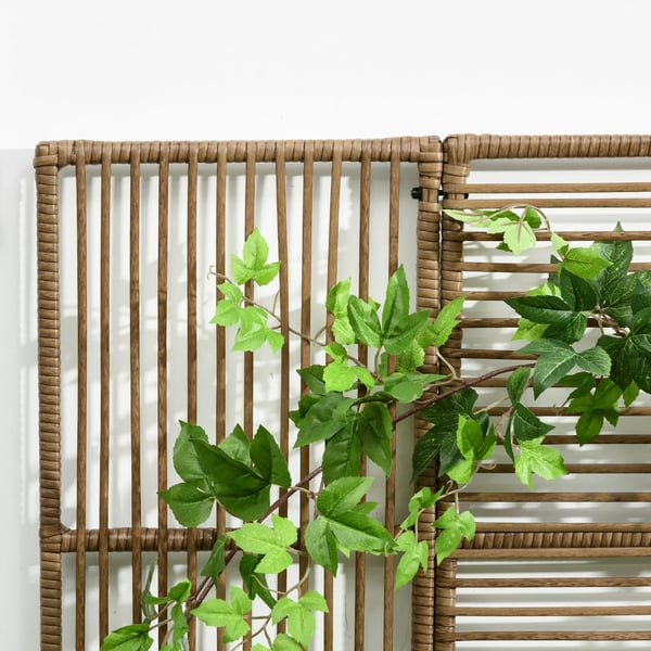 Outsunny højbed i polyrattan med espalier, plantekasse, urtepotte, havebed, til have, altan, sandfarvet, 103 x 103 x 29 cm