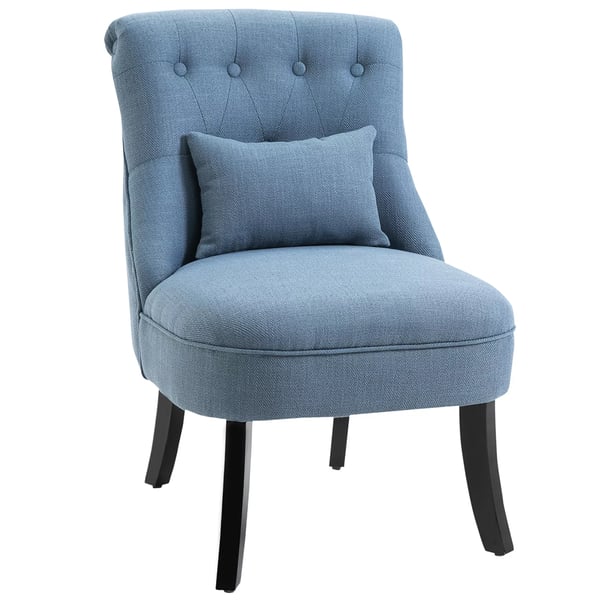HOMCOM Lænestol i blå med ryglæn og polyester betræk, skum, gummitræ, 52.5x69x77cm