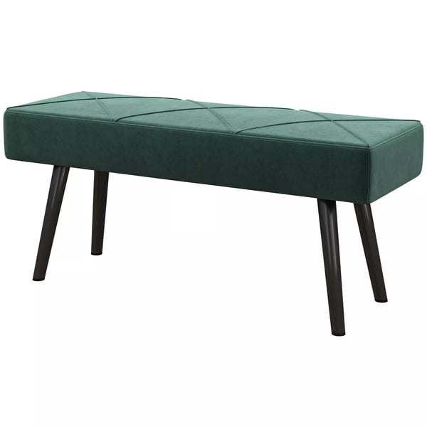 HOMCOM Sidobänk i sammet, grön, polyester, 100x36x45 cm