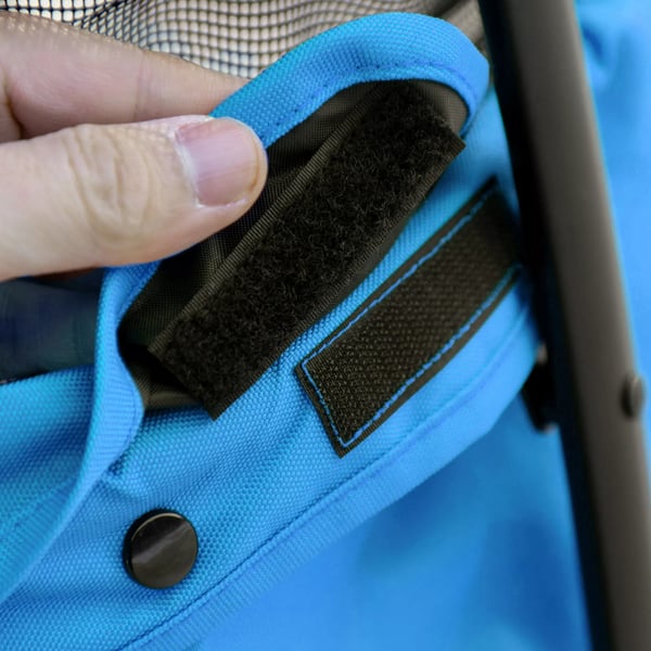 PawHut Hundebuggy - Foldbar, Blå Oxford & Stål med Meshvindue og Sikkerhedssnorer, 15kg Kapacitet