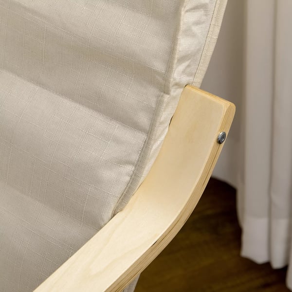HOMCOM Lænestol med justerbar fodstøtte, cremefarvet polyester