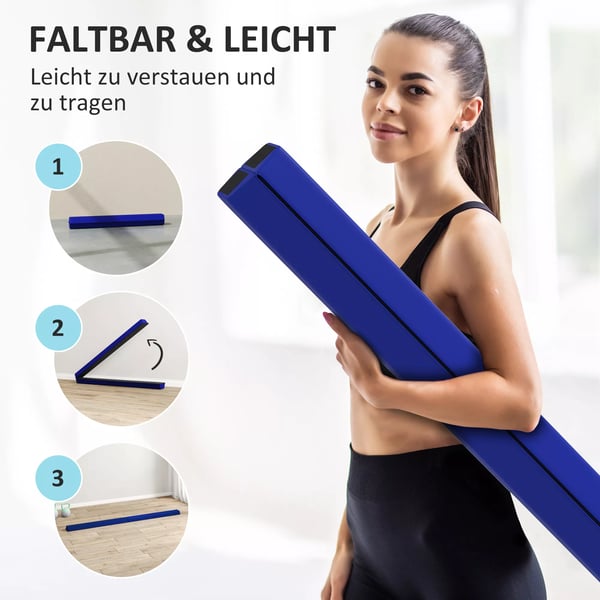 SPORTNOW Foldbar Balancebjælke 236 cm Blå - Børnegymnastik og Træning, Max 80 kg