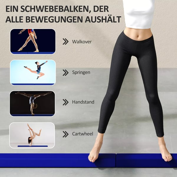 SPORTNOW Foldbar Balancebjælke 236 cm Blå - Børnegymnastik og Træning, Max 80 kg