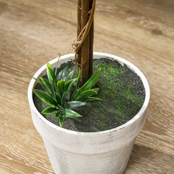 HOMCOM Kunstlavendel, 2 stk., 60 cm kunstplante i potte, plastik kunstblomst som ægte til dekoration, hvid