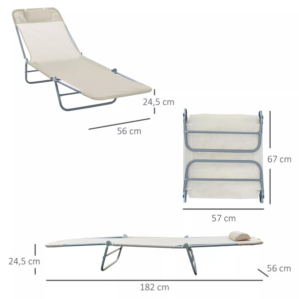 Outsunny solseng havemøbel liggestol badestol liggestol med to ben 4 farver (creme)