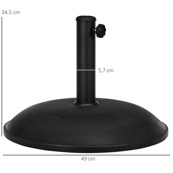 Outsunny rund parasolfod, parasolholder, base 20 kg, stålrør (model 1)