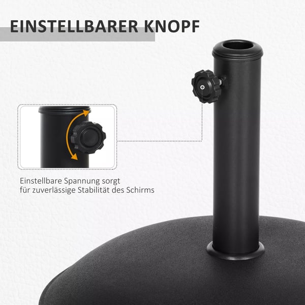 Outsunny rund parasolfod, parasolholder, base 20 kg, stålrør (model 1)