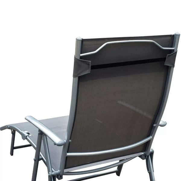 Outsunny havestol liggestol solstol sammenklappelig justerbar med pude have grå metal + stof grå 137 x 63,5 x 100,5 cm