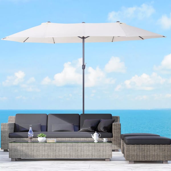 Outsunny XXL kaksoisvarjo, beige, 455x270 cm