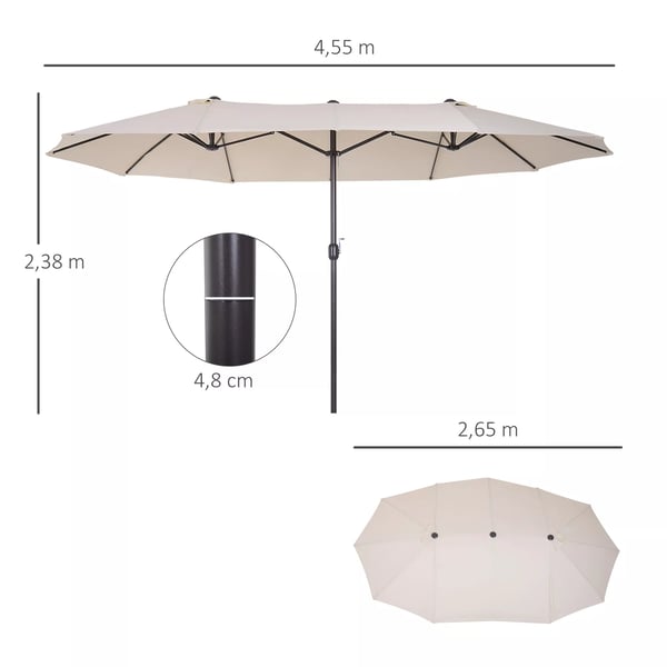 Outsunny XXL kaksoisvarjo, beige, 455x270 cm