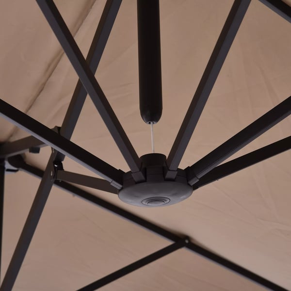 Outsunny Dobbelt Parasol med Håndsving, Lys Kaffe, 460 x 270 x 240 cm