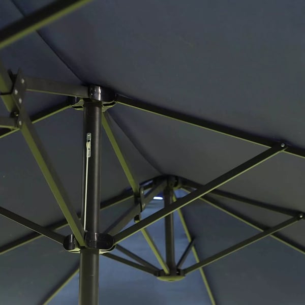 Outsunny Dobbelt Parasol Blå 460x270x240 cm - Robust stål, polyester, ABS med håndsving