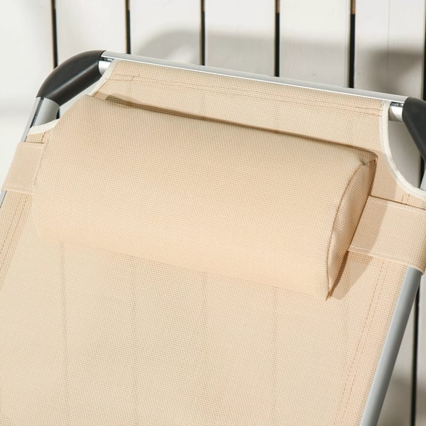 Outsunny Haveleje i Aluminium - Justerbar, Sammenklappelig, Mesh, Beige (170x60x76cm)