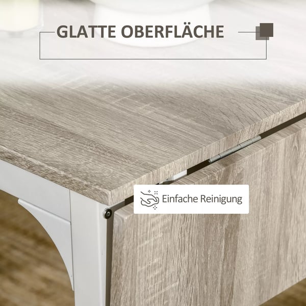 HOMCOM 3-delt spisebordssæt med 2 stole og 1 klapbord, stål og MDF, natur/hvid, 110x70x75 cm