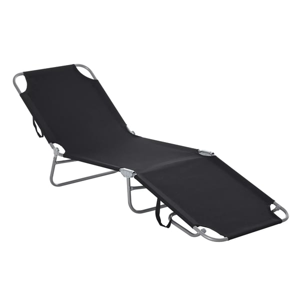 Outsunny solstol, campingstol, sammenklappelig liggestol med justerbart ryglæn, havestol, kan bære op til 120 kg, Oxford-stof, sort