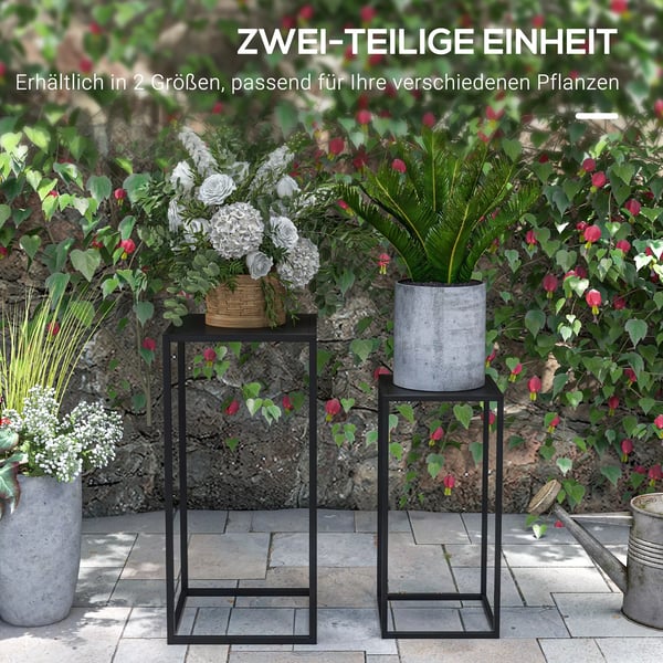 2-pack blomsterställ i svart stål - industriell design