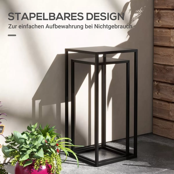 2-pack blomsterställ i svart stål - industriell design