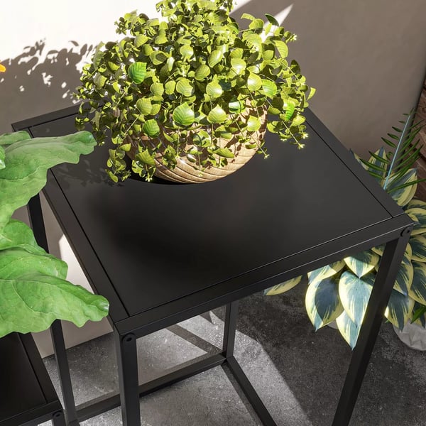 2-pack blomsterställ i svart stål - industriell design
