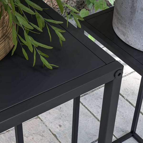 2-pack blomsterställ i svart stål - industriell design