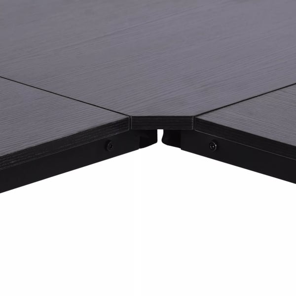 HOMCOM L-formet hjørneskrivebord i sort metal og træfiberplade, 150x150x76cm