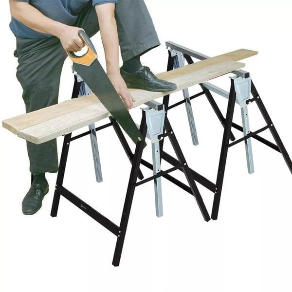 Sågbock, höjdjusterbar, fällbar, metall, svart, 68x56x80-130cm, 200kg