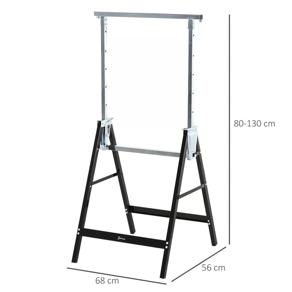 Sågbock, höjdjusterbar, fällbar, metall, svart, 68x56x80-130cm, 200kg