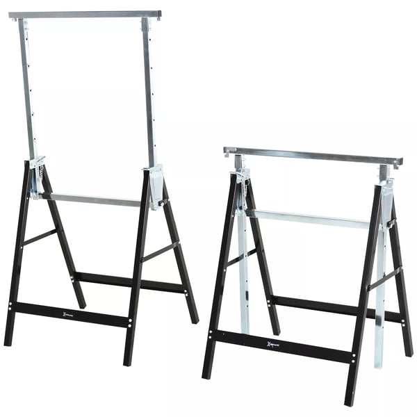 Sågbock, höjdjusterbar, fällbar, metall, svart, 68x56x80-130cm, 200kg