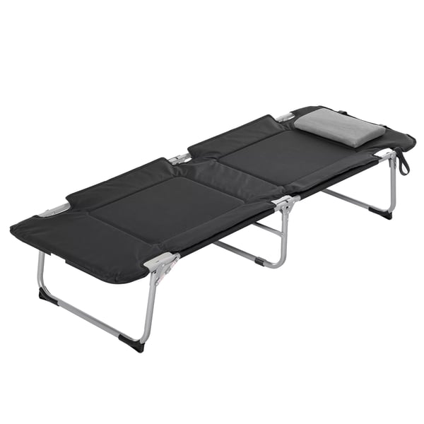 Outsunny Foldbar Camping Seng - Bærbar Felt seng til udendørs brug, sort+sølv, 183x66x33cm