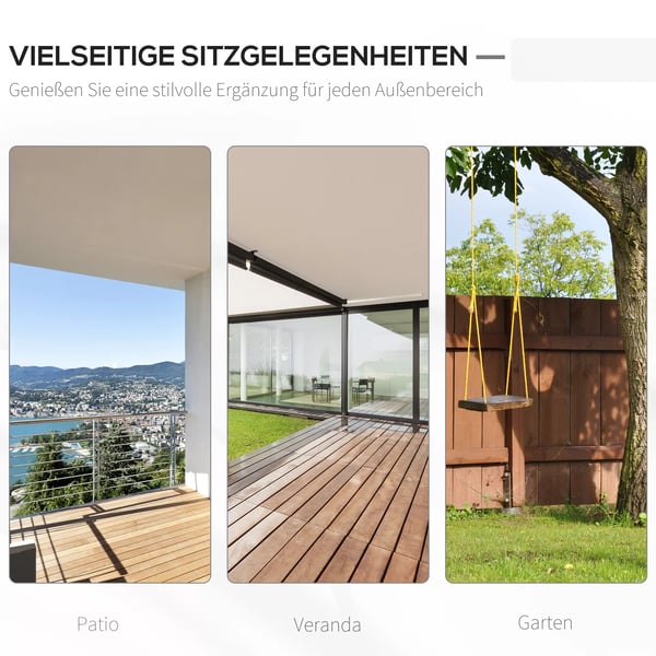 Outsunny havesving, svingbænk, hængebank til 2 personer, massivt træ, ideel til gårdhave & terrasse, hvid, 117x69x60cm