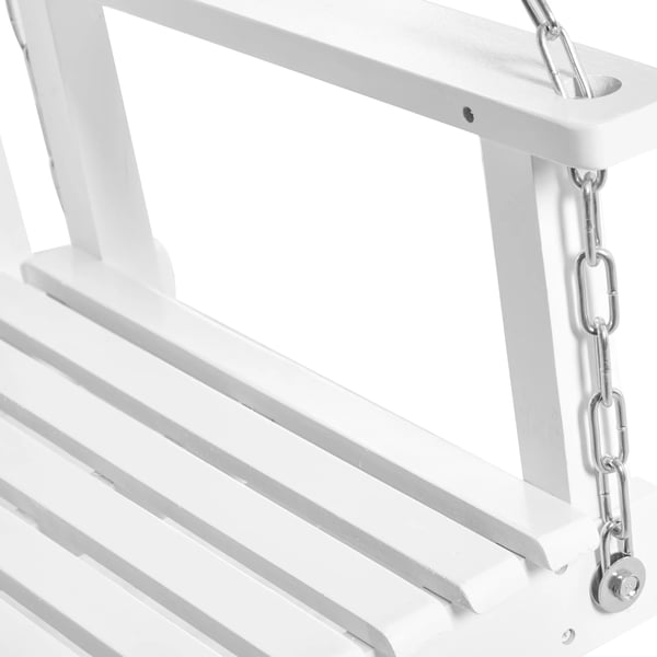Outsunny havesving, svingbænk, hængebank til 2 personer, massivt træ, ideel til gårdhave & terrasse, hvid, 117x69x60cm