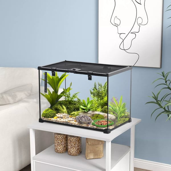 Terrarium til krybdyr - Glas og Metal - Sort - 50x30x35 cm