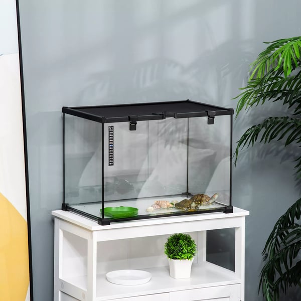 Terrarium til krybdyr - Glas og Metal - Sort - 50x30x35 cm