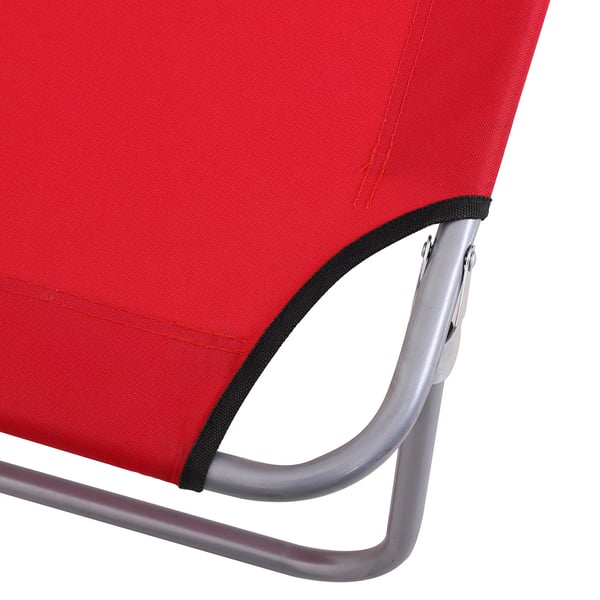 Outsunny solstol liggestol wellness-stol strandstol sammenklappelig med solbeskyttelse rød 187 x 58 x 36 cm
