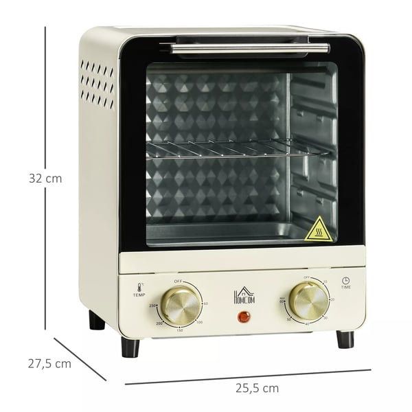 HOMCOM Mini-uuni 15L, konvektio, 1000W, sähköinen, kermanvalkoinen