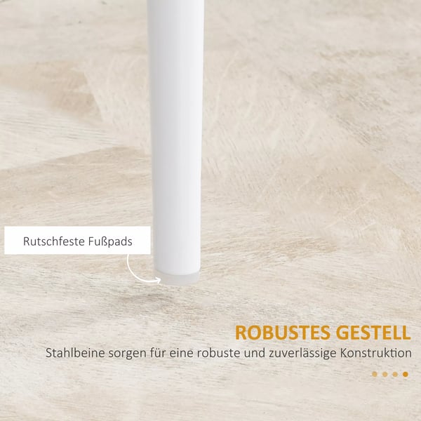 HOMCOM Matsalsstolar, 4-pack, vadderade, konstläder/stålb, vit