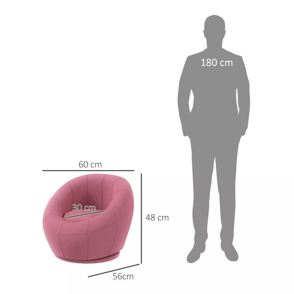 HOMCOM Drejelig Loungestol i Plys, Lyserød polyester, op til 120 kg