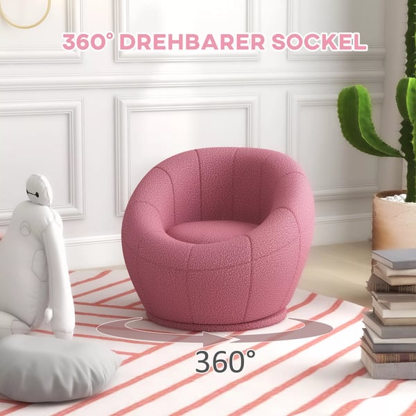 HOMCOM Drejelig Loungestol i Plys, Lyserød polyester, op til 120 kg
