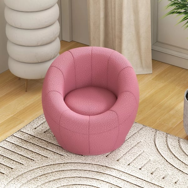 HOMCOM Drejelig Loungestol i Plys, Lyserød polyester, op til 120 kg