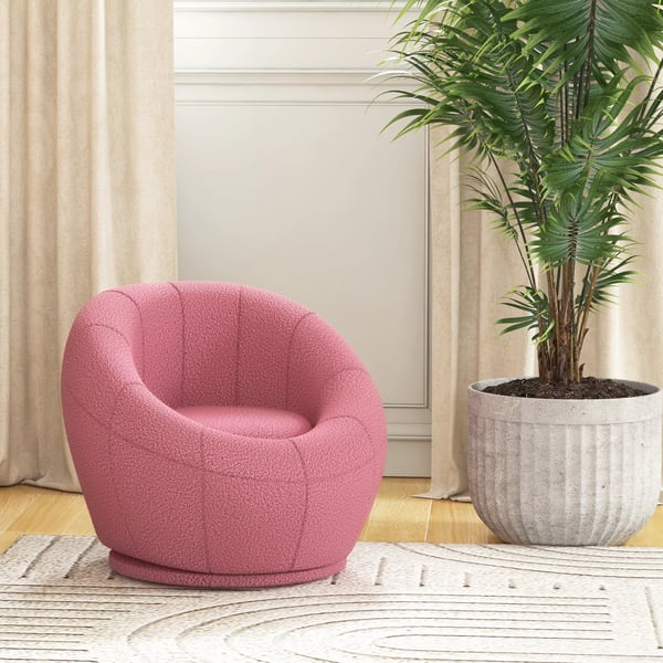 HOMCOM Drejelig Loungestol i Plys, Lyserød polyester, op til 120 kg