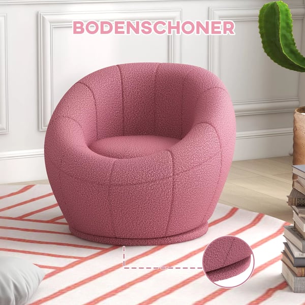 HOMCOM Drejelig Loungestol i Plys, Lyserød polyester, op til 120 kg