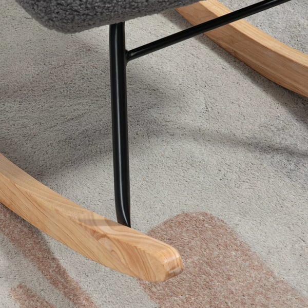 HOMCOM keinutuoli, pehmustettu keinutuoli Berberfleecellä, mukava nojatuoli, tummanharmaa, 71x92x101 cm