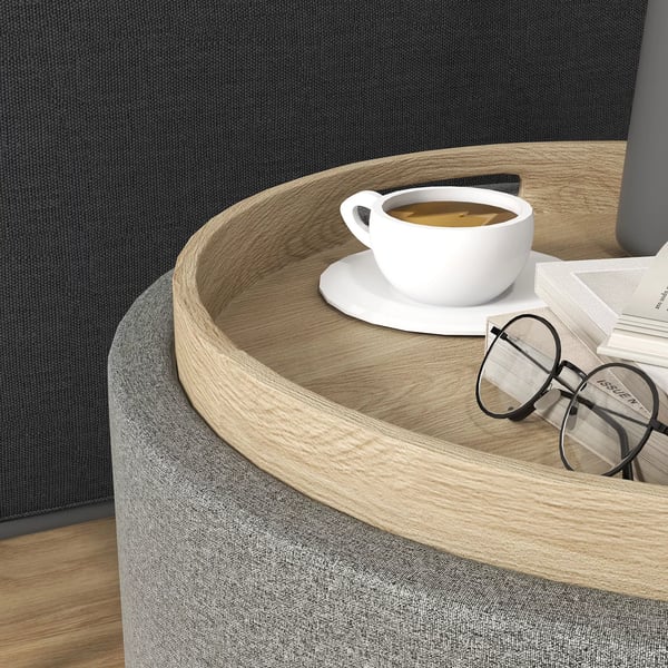 HOMCOM Ottoman Rund Polstret Hoker med Opbevaring - Grå Polyester, Ø56 x 42 cm