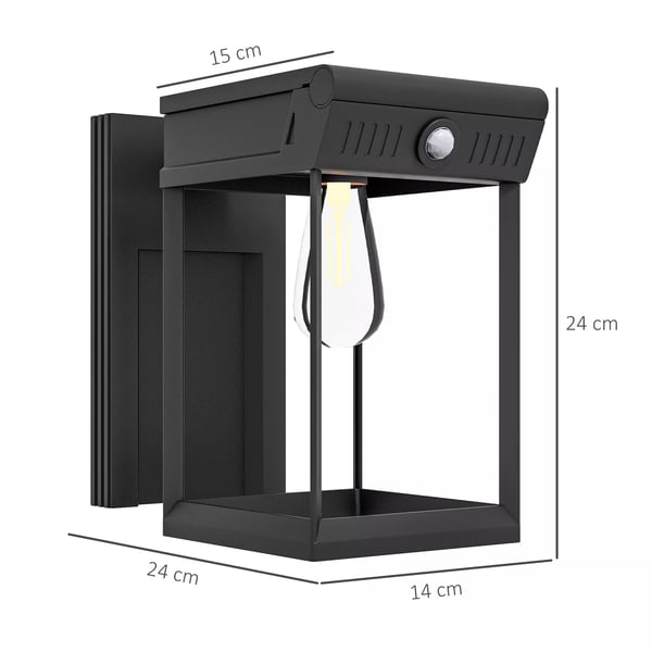 Outsunny Solcellelampe Væglampe Udendørs ABS Sort Justerbar Bevægelsessensor IP44 Varmhvid Lys 160lm