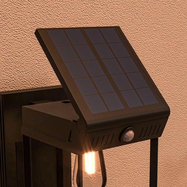 Outsunny Solcellelampe Væglampe Udendørs ABS Sort Justerbar Bevægelsessensor IP44 Varmhvid Lys 160lm