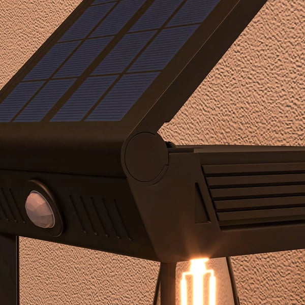 Outsunny Solcellelampe Væglampe Udendørs ABS Sort Justerbar Bevægelsessensor IP44 Varmhvid Lys 160lm