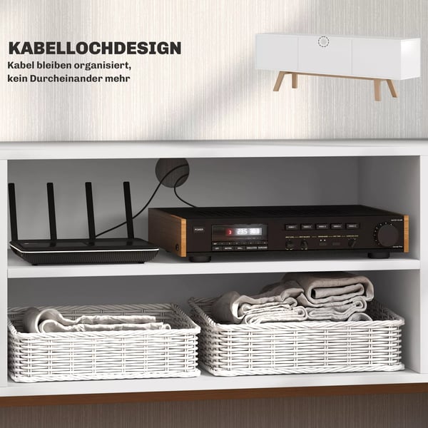 HOMCOM TV-skab til stuen, TV-bord til fjernsyn op til 65", med 2 skabe og 2 hylder, hvid, 150 x 39 x 50 cm