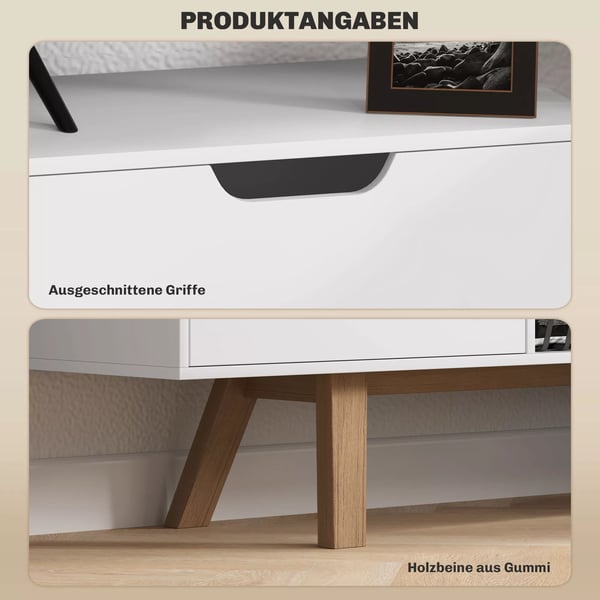 HOMCOM TV-skab til stuen, TV-bord til fjernsyn op til 65", med 2 skabe og 2 hylder, hvid, 150 x 39 x 50 cm