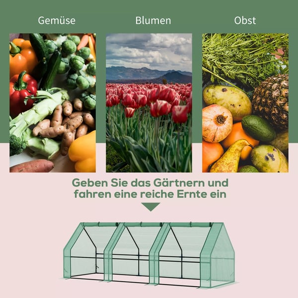 Outsunny drivhus, tomatdrivhus, mistbænk, grøn, 270x90x90 cm, til have og altan