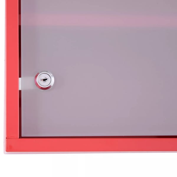 HOMCOM Ensiapukaappi Lääkekaappi Punainen Teräs Turvalasi Lukittava 30x12x60cm